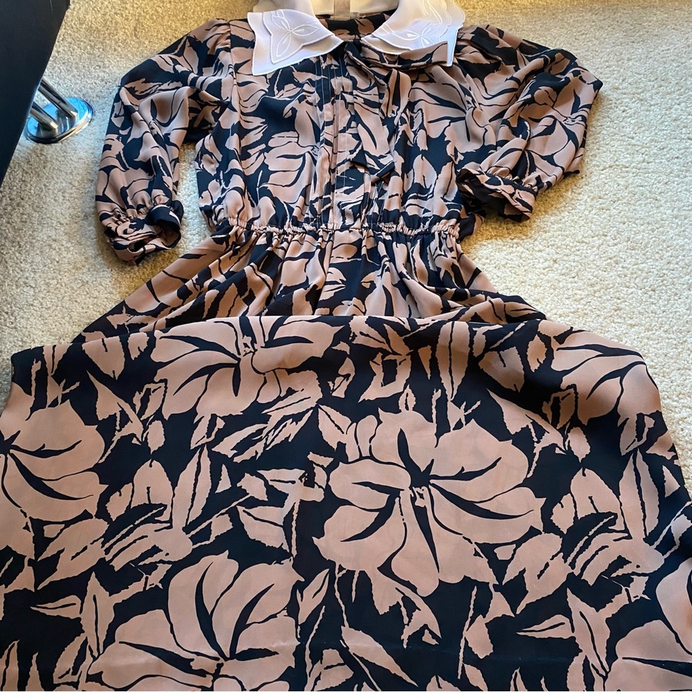 Dress, Sheer Flower w/Shoulder Pads
